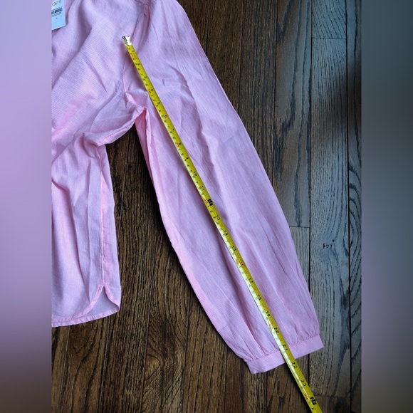 Ann Taylor LOFT Women’s L Pink Striped Ruffled Long-Sleeve Cotton - Picture 13 of 13